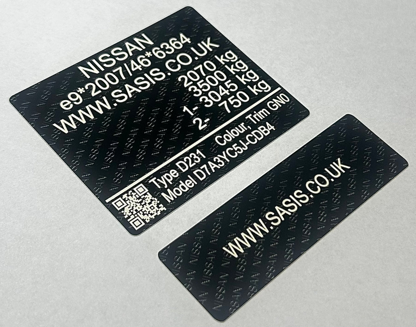 Autocollants et plaques VIN Nissan SASIS UK