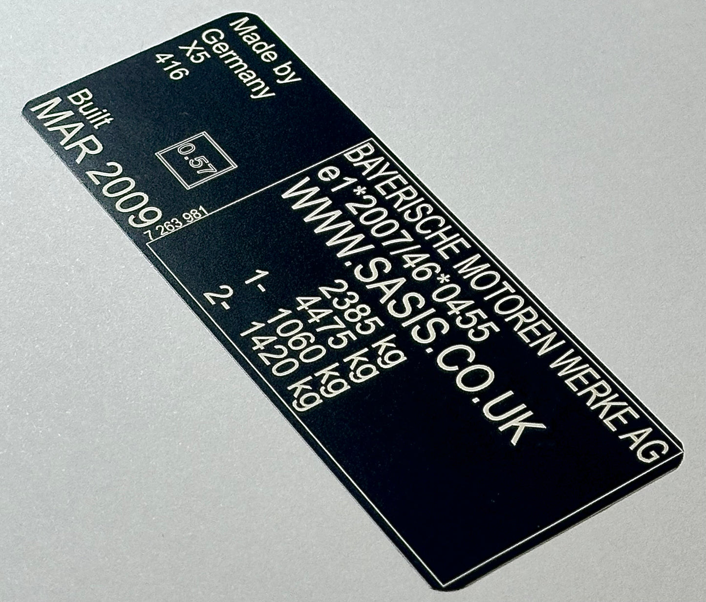 Autocollants et plaques VIN BMW SASIS UK
