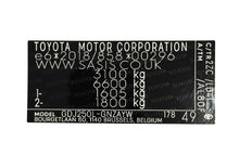 PRADO TOYOTA VIN STICKERS