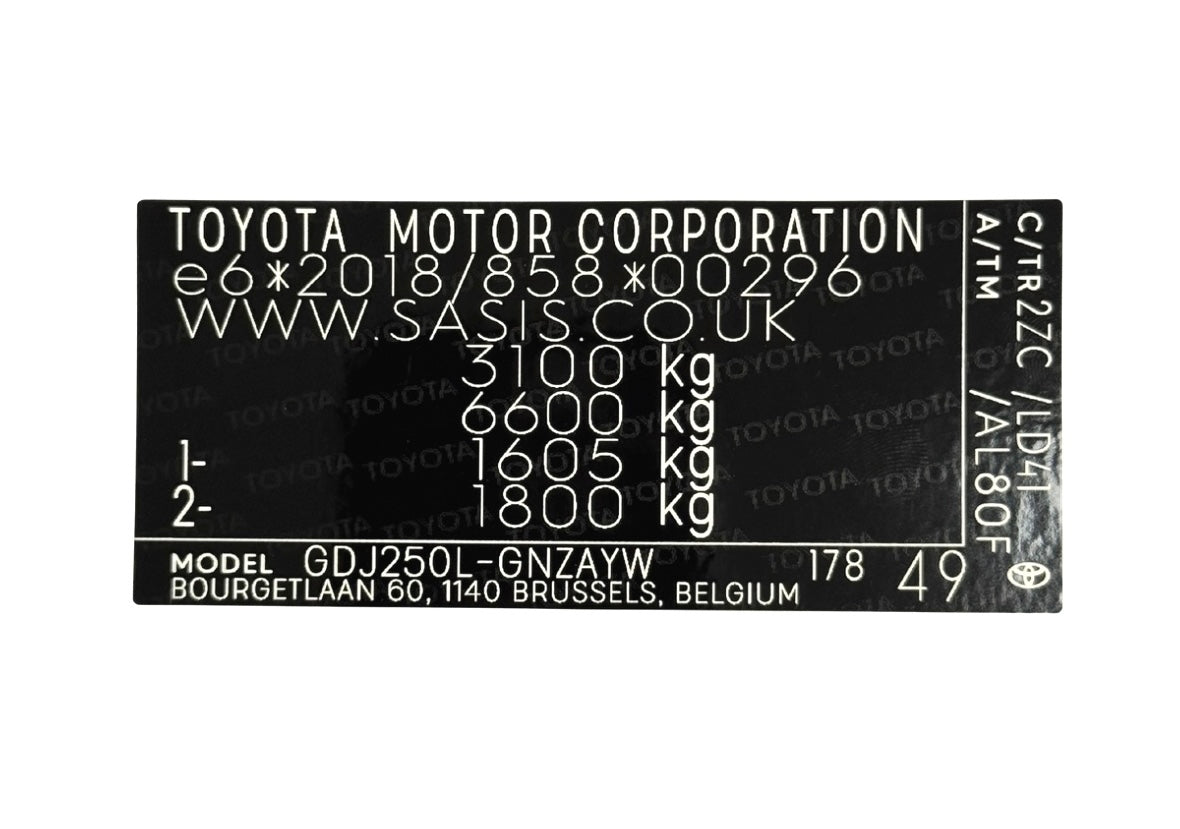 PRADO TOYOTA VIN STICKERS