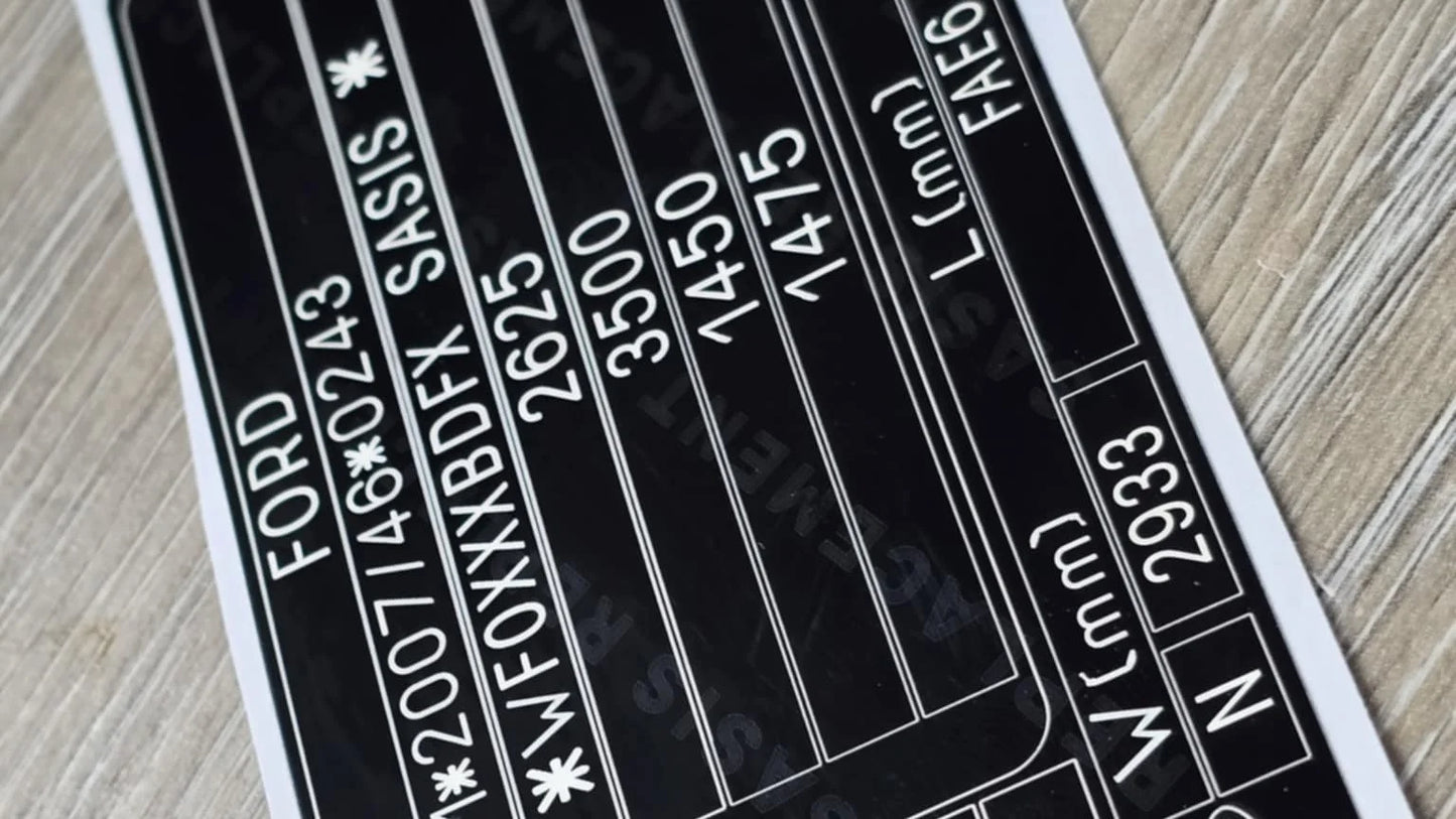 Ford Transit VIN stickers decals & Plates UK – Sasis UK