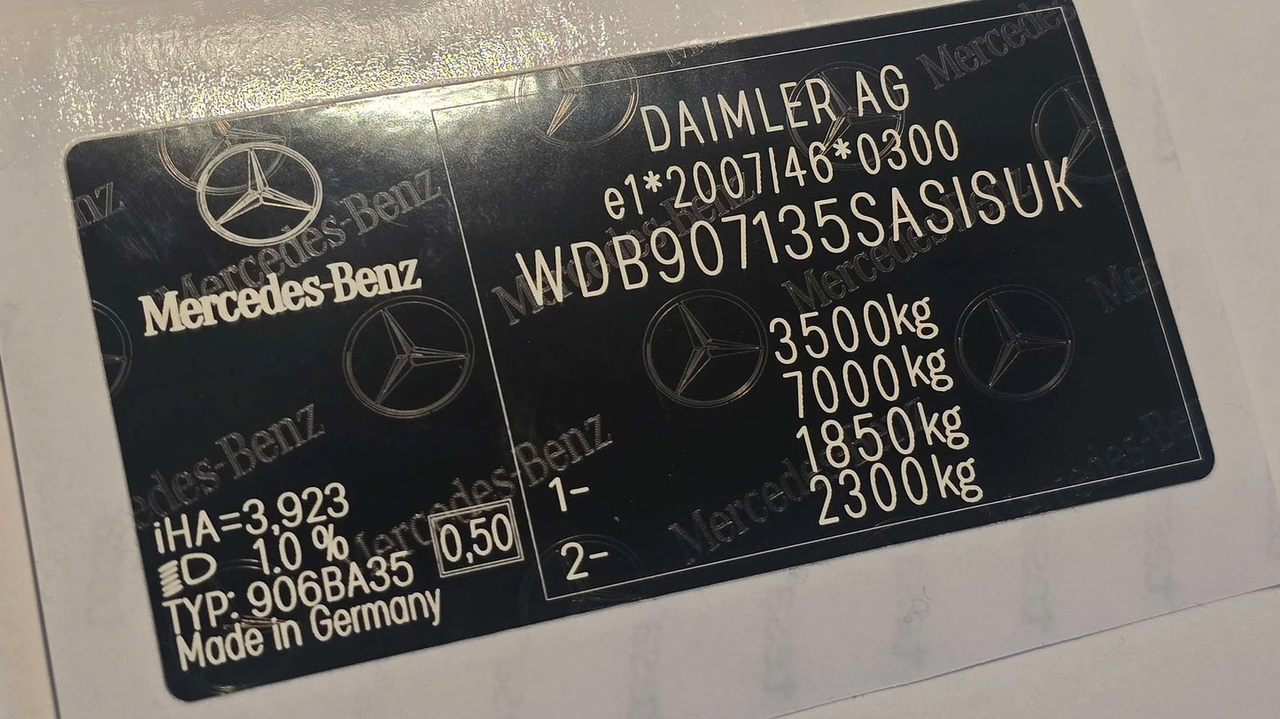 Mercedes-Benz VIN stickers decals & Plates SASIS UK