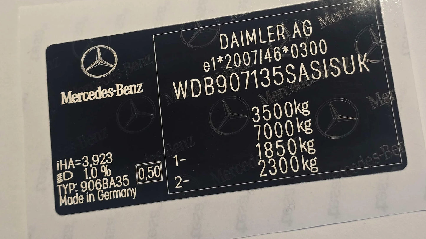Mercedes-Benz VIN stickers decals & Plates SASIS UK
