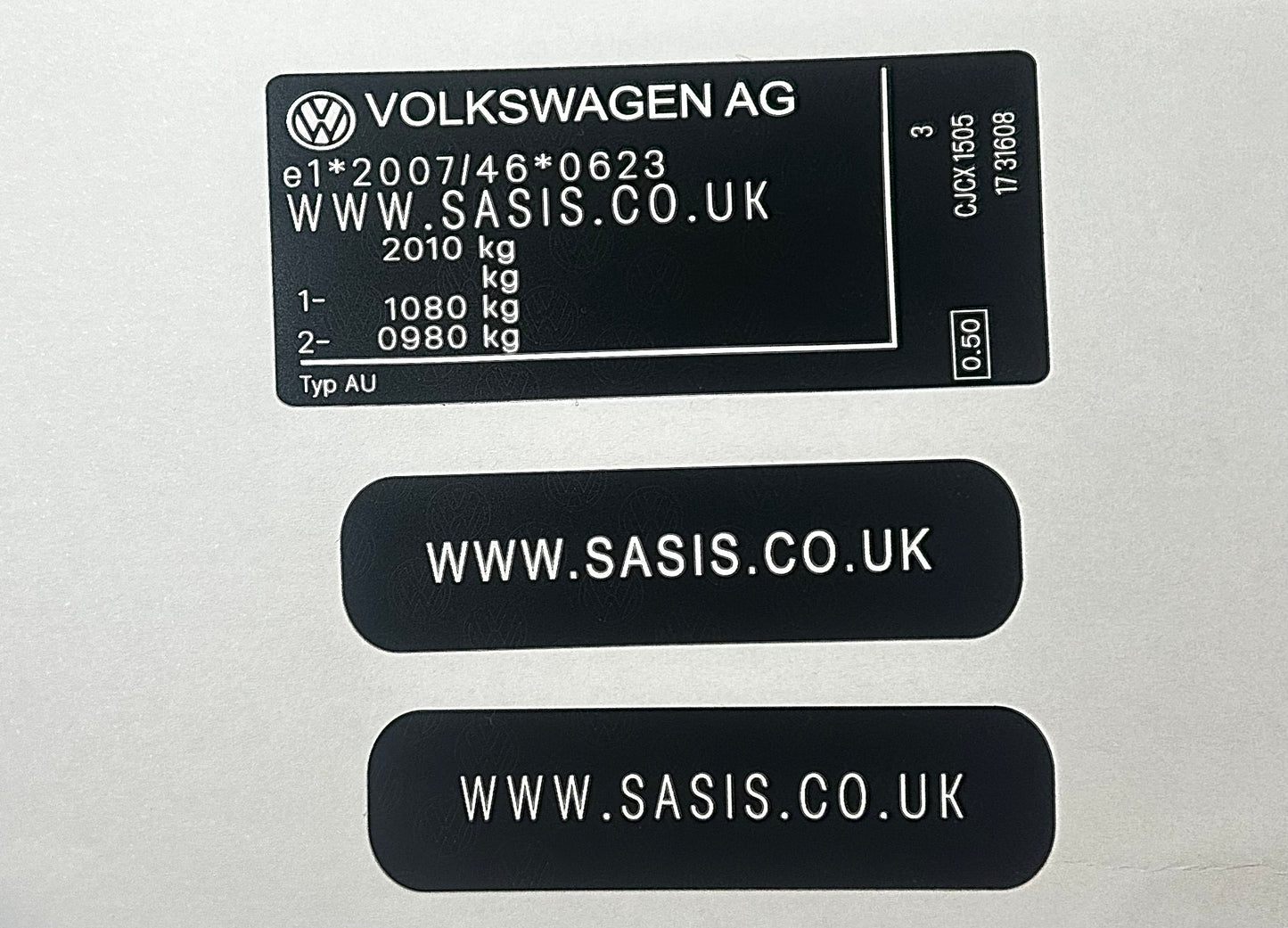 VW AG VIN stickers decals & Plates SASIS UK