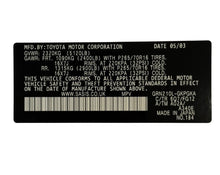 OLD TOYOTA VIN STICKERS