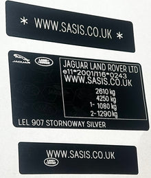 Kit complet d'autocollants VIN LAND ROVER
