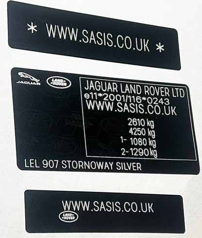 Kit complet d'autocollants VIN LAND ROVER