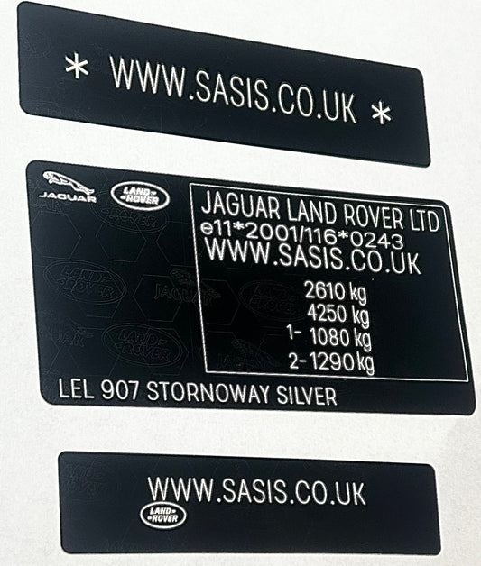 Land Rover VIN stickers Decals & Plates SASIS UK