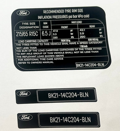 Autocollants VIN pour kit complet FORD