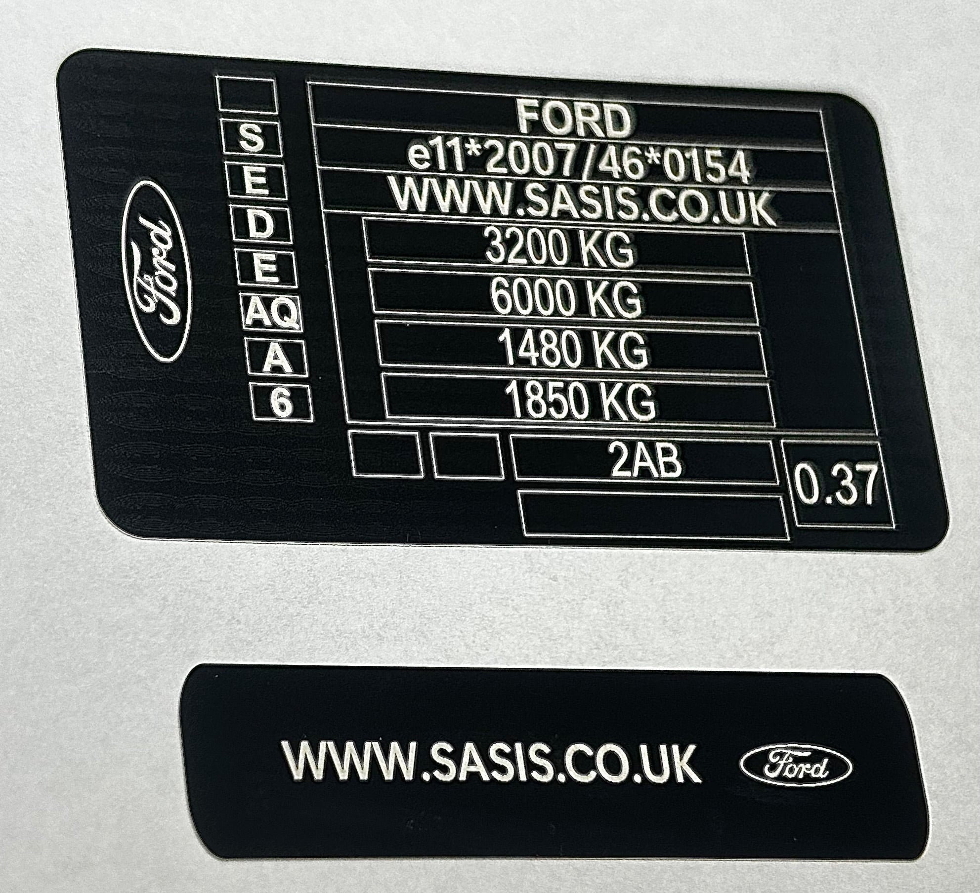 FORD Door VIN stickers – Sasis UK