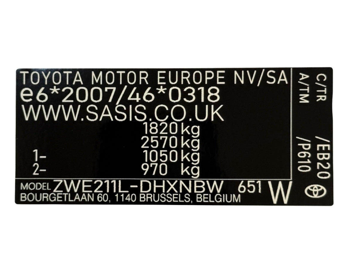 COROLLA TOYOTA VIN STICKERS