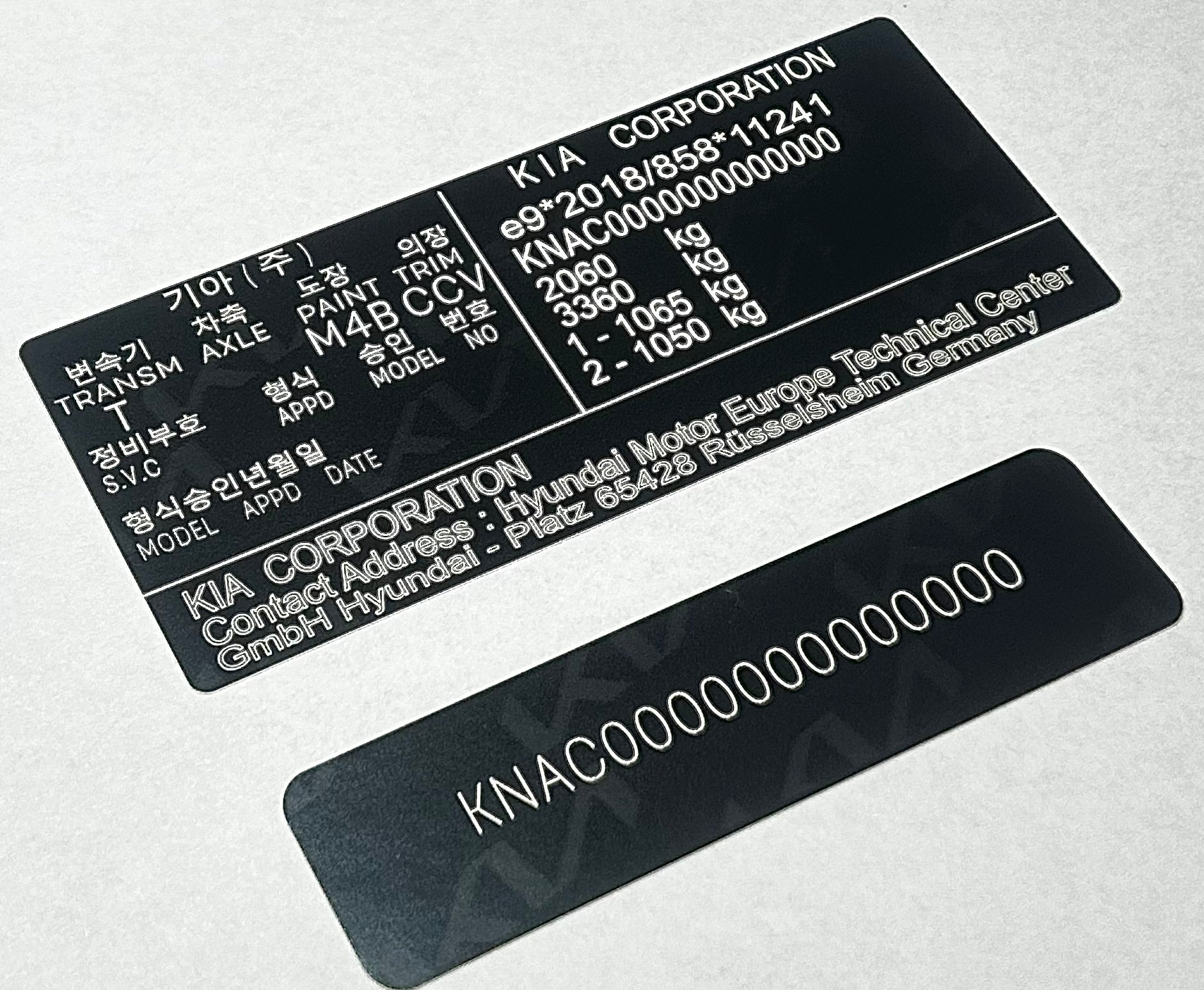 Autocollants et plaques VIN Kia SASIS UK