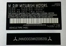 Autocollants VIN de porte MISTUBISHI