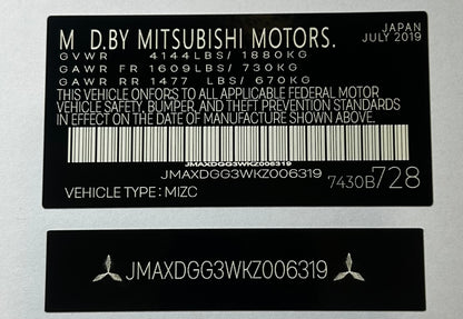 MISTUBISHI Complete Kit VIN stickers