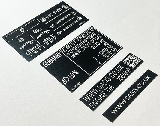Porsche VIN stickers decals & Plates SASIS UK