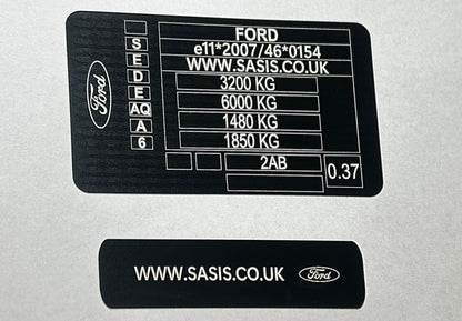 Autocollants et plaques VIN pour Ford Ranger Royaume-Uni
