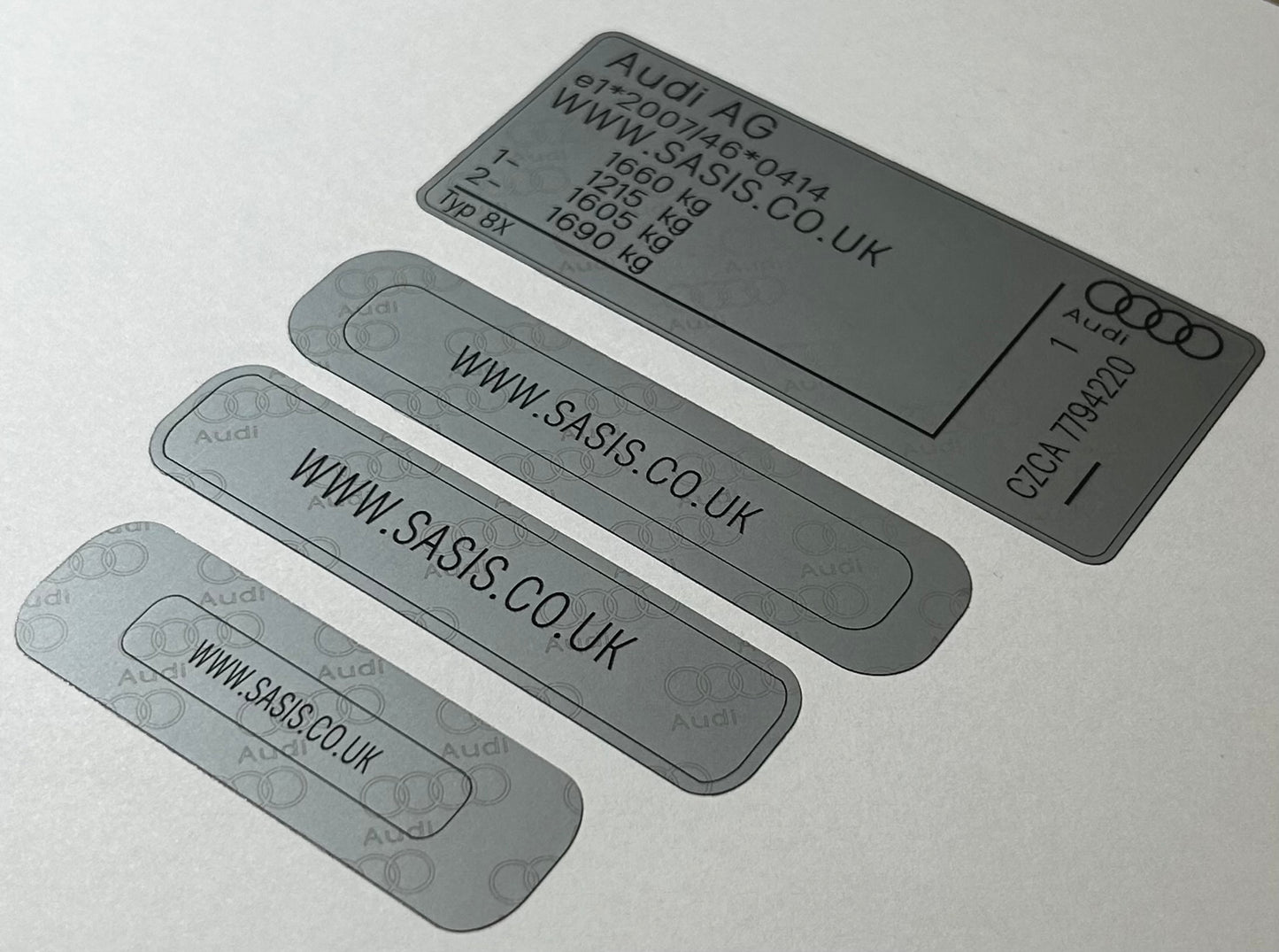 Audi VIN stickers SASIS UK