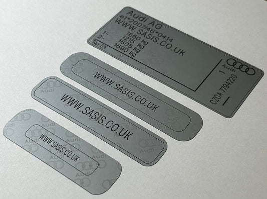 Autocollants et plaques VIN Audi SASIS UK